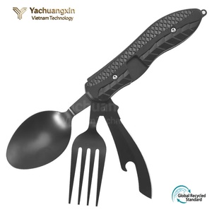 Ensemble de couverts de camping en acier inoxydable pour 2 personnes, pour pique-nique en plein air, cuisine moderne, vaisselle écologique, couteau, fourchette, cuillère - Product Image 3