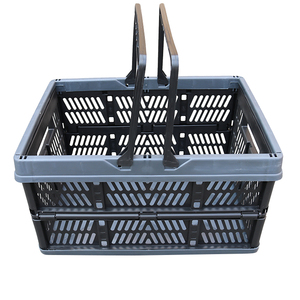 QS Foldable Collapsible Shopping <strong>Small</strong> Plastic Crate Vegetable Storage <strong>Baskets</strong> with <strong>Handles</strong> - Product Image 3
