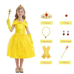 Disfraz de Princesa Amarilla para Niñas, Vestido de Algodón con Tirantes para Fiestas y Eventos - Product Image 5