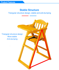 Silla Alta <span class=keywords><strong>de</strong></span> Madera Pintada para Bebés, Silla <span class=keywords><strong>de</strong></span> Madera para Niños para Comer, Silla <span class=keywords><strong>de</strong></span> Comedor Plegable y Portátil para Bebés - Product Image 5