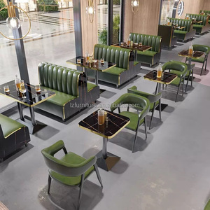 Meubles de restaurant classiques américains, canapés en cuir PU, combinés avec des chaises, restaurants de luxe, hôtels, banquets, cafés et bars - Product Image 6