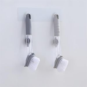 Éponge de nettoyage pour la vaisselle de cuisine remplaçable avec distributeur de savon, manche en plastique et poils en silicone - Product Image 4