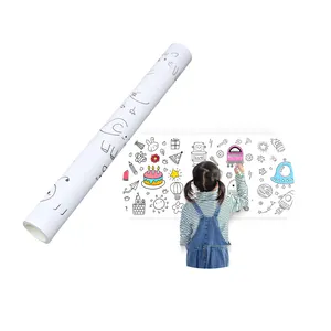 Removable Wall Painting Sticker Scroll Paper Draw by Color Pen Crayon Long Drawing Paper