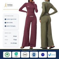 Combinaison large pour femme, demi-zip, manches longues, avec trous pour les pouces, décontractée, ample, athlétique, une pièce, pour le yoga, vente en gros