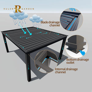 Pergola moderne d'extérieur, jardin, télécommande, persienne motorisée, toit pliable, lumières <span class=keywords><strong>LED</strong></span>, pergola rétractable en aluminium étanche - Product Image 5