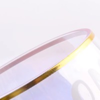 Copa de Vino de Cristal Hecha a Mano al por Mayor con Borde Dorado y Base Rosa, Diseño Moderno y Lujoso, Bien Recibida en Todo el Mundo