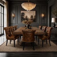 Fauteuil Chesterfield artisanal pour salon, en cuir de buffle véritable, dossier capitonné, rembourrage en mousse, structure en bois massif, sur mesure