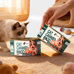 Alimento Húmedo para Gatos Sin Granos 85G, Sopa Rica en Salsa, Fórmula de Pollo y Salmón, Venta al por Mayor de Fábrica OEM, Alimento Húmedo para Mascotas - Product Image 1