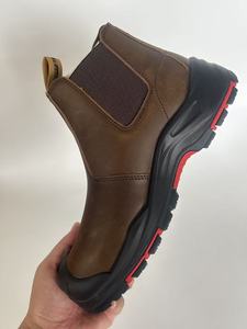 Zapatos de seguridad DSF53 con puntera de acero y cuero de grano completo, color marrón y negro, personalizables, colaboración OEM ODM, botas de seguridad tipo Chelsea. - Product Image 1