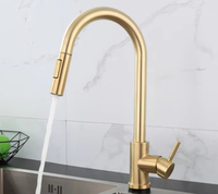 Robinet d'évier de cuisine en acier inoxydable ménage chaud et froid robinet à traction rotative télescopique multifonctionnel