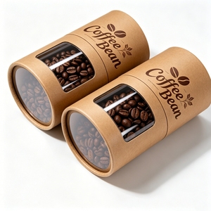 Recycled Kraft Paper Tube <b>Clear</b> PVC Cylinder Aluminum Foil Lined Food Coffee Bean Gift Packaging <b>Box</b> - Product Image 4