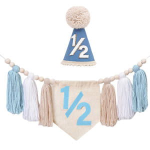<span class=keywords><strong>1</strong></span>/2 demi-<span class=keywords><strong>anniversaire</strong></span> cône chapeau rose bleu vert chaise bannière demi fête d'<span class=keywords><strong>anniversaire</strong></span> décorations demi gland guirlande - Product Image 1