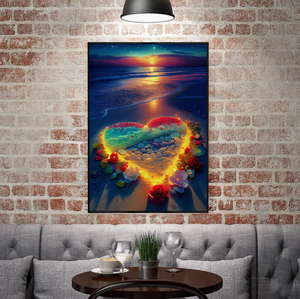Kits de <span class=keywords><strong>peinture</strong></span> au diamant SONGWOOART, <span class=keywords><strong>paysage</strong></span> de plage avec des cœurs, décoration d'intérieur, cadeaux d'art - Product Image 1