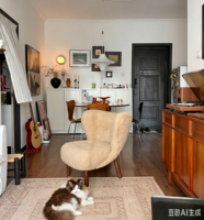 Fauteuil de salon en peau de mouton, design Wabi Sabi, en bois massif, petit style Petra, fauteuil d'appoint relaxant français, canapé inclinable