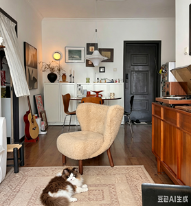 Poltrona Lounge in Shearling Stile Wabi Sabi, Sedia Relax in Legno Massello Stile <span class=keywords><strong>Petra</strong></span> Francese, Poltrona Reclinabile - Product Image 3