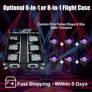 Projecteurs LED Par 6x18W Uplight sans fil sur batterie RGBWA, contrôle par application, DMX512, rechargeables, avec flight case, pour mariage, fête, événement, <span class=keywords><strong>DJ</strong></span>, bar, scène - Product Image 5