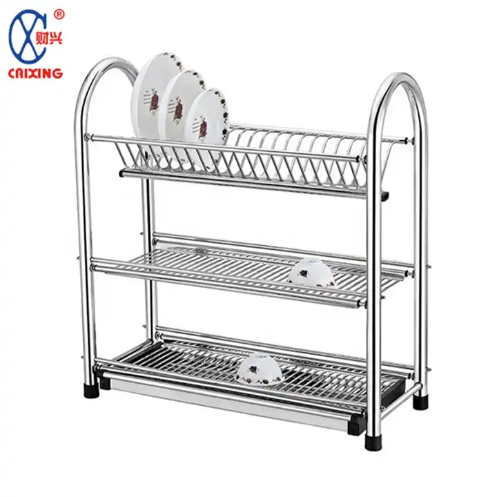 Dish Drying Rack 3-Tier Dish Drainer Rack Kitchen Storage with