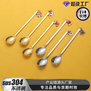 Cuillère pendentif de Noël en acier inoxydable 304, mignonne, pour desserts, café, fruits, coffret cadeau pour les fêtes - Product Image 2