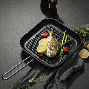 Padella per Bistecche Artigianale Quadrata in Acciaio Inox Antiaderente con Manico, Fondo Piatto, Adatta al Forno - Product Image 6