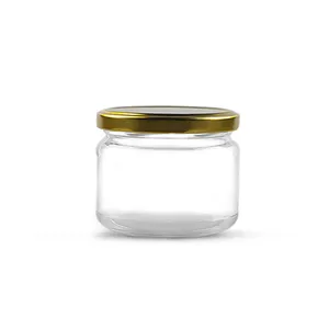 كل حجم فارغة 30 مللي-1000 مللي الزجاج المربى برطمانات عسل مع الذهب غطاء صفيح