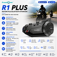 FreedConn R1 PLUS Headset Helm Motor Bluetooth 5.1 1200M Interkom Motor untuk 6 Pengendara, Bicara dalam Grup