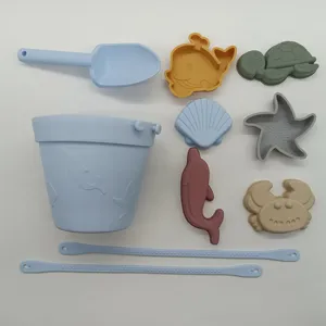 工場卸売キッドシリコンビーチおもちゃシャベルビーチバケットセット6個海動物砂型城シリコンビーチおもちゃ