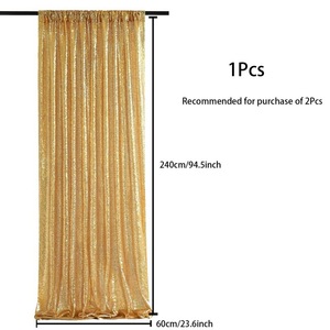 Gouden Pailletten Achtergrond Gordijn Feest Podium 2-delige Set, 2ftx8ft Bruiloft Achtergrondgordijn - Product Image 4