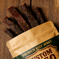 Kemasan Plastik Segel Berjendela untuk Biltong, Kantong Plastik Reusable Custom Print untuk Camilan, Kemasan Daging Sapi Kering