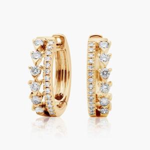 Pendientes de Aro de Plata de Ley 925 con Baño de Oro y Moissanita, Joyería Fina Brillante de Lujo, Diseño Moderno - Product Image 1
