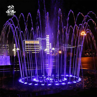 Fuente de Agua LED Circular de Acero Inoxidable, Fuente Decorativa para Exteriores, Jardín, Hotel, Patio, Calle Peatonal Comercial