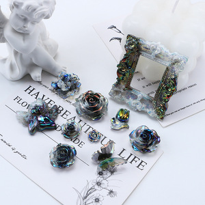 Gran oferta, accesorios de resina de estilo <span class=keywords><strong>Baroco</strong></span> de Color negro cristalino, Marco de imagen de flor de ángulo bonito, artesanía de mariposa - Product Image 2