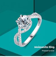 GRA Certifié VVS1 D Couleur 1Ct Moissanite Bagues pour Femmes Argent Sterling 925 Plaqué Rhodium Fiançailles Bijoux Féminins de Luxe