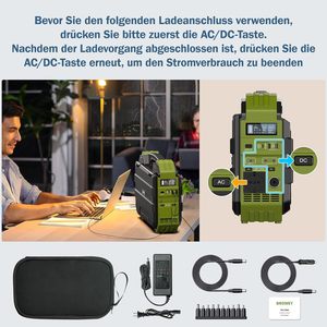 Station d'alimentation solaire portable 1600W pour le camping en plein air, la randonnée, les camping-cars, panneau solaire de charge 40W, génération PWM LiFePO4 1024Wh - Product Image 5