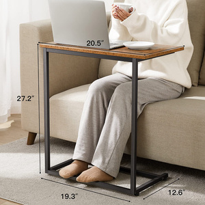 Industrial Style C-Shaped Wood Top Metal Base <b>Storage</b> Organizer Multi-Functional Home Furniture for Living Room Entry Hotel - Product Image 6