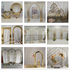 ฉากแบคดรอปสำหรับงานแต่งงานทำจากสแตนเลสสตีลเรียบพร้อมด้วยกระจกสีทอง120x200cm กรอบโค้ง - Product Image 2