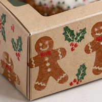 Boîte personnalisée en carton avec fenêtre transparente pour desserts de Noël, donuts et tartelettes aux œufs, vente en gros