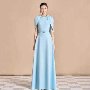 高級高級高級サテンマキシドレスエレガントカスタムスリムフィットショールレース装飾ノースリーブフォーマルプロム結婚式 - Product Image 4