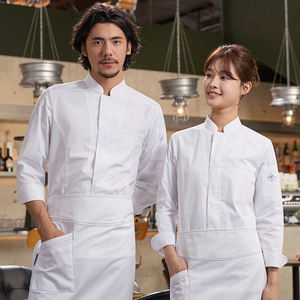 High-End <b>Men's</b> Summer Chef Work Clothes New Style <b>Long</b> <b>Sleeve</b> Western Kitchen Uniform Restaurant Bar Restaurant Bar - Product Image 4