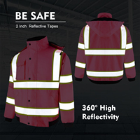 Veste de sécurité hivernale réfléchissante SMASYS ANSI Hi Vis, tissu Oxford 300D avec revêtement PU, doublure matelassée, capuche amovible, vêtements de travail, tailles S-5XL
