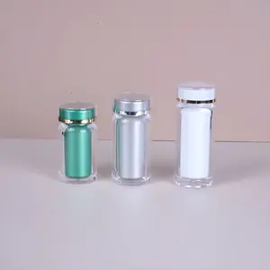 Medicine bottle 90/120/180ml capsule double transparent acrylic pp plastic health product empty vitamin wide mouth bottle