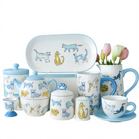 Vaisselle en céramique de style européen pour animaux de compagnie, best-seller transfrontalier : bol, assiette, tasse – Chine, mignon, créatif, haute valeur