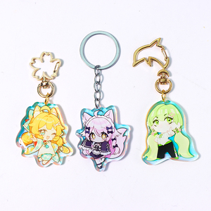 Custom Anime Acrylic Keychain Personalized Logo Cartoon Pendant Photo Clear Flash Charms Hologram Designer Key Chain