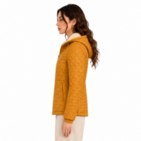 Veste matelassée légère pour femme, résistante à l'eau, à capuche, doublée en sherpa, fermeture éclair intégrale, hiver, sur mesure, OEM, ODM, vente en gros