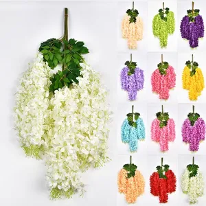 ดอกวิสทีเรียสีม่วงทำมือจากผ้าไหม 3 กิ่ง ยาว 110 ซม. ของตกแต่งแขวนประดับบ้าน สวน สำหรับวันขอบคุณพระเจ้า - Product Image 5