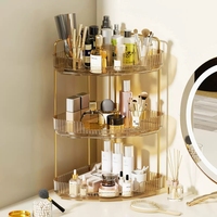 Luxuriöser 3-stöckiger Eck-Kosmetik-Organizer, Dreieckiges Desktop-Make-up- und Hautpflege-Regal für Kommode und Badezimmer-Arbeitsplatte