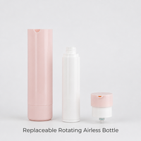 Flacon pompe airless rotatif de luxe personnalisé en PP 15ml 30ml 50ml pour lotion et sérum cosmétique, impression sérigraphique pour soins de la peau