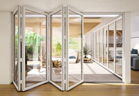Portes pliantes en aluminium coupe-vent personnalisées, Double verre trempé, Double porte de Patio pour Villa