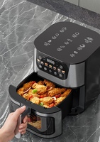 Friteuse à air 8L multifonctionnelle pour la maison, machine à frites panoramique en acier inoxydable, friteuse électrique intelligente avec protection contre les coupures de courant