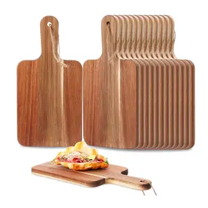 Conjunto de cozinha com logotipo personalizado gravado, tábuas de corte feitas à mão em madeira de acácia crua totalmente natural