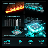 Teclado Inalámbrico AULA Hero68 XS con Interruptores Magnéticos, Teclado para Esports Tri-Modo, 0.005MM 8Khz 0.125ms Rapid Trigger